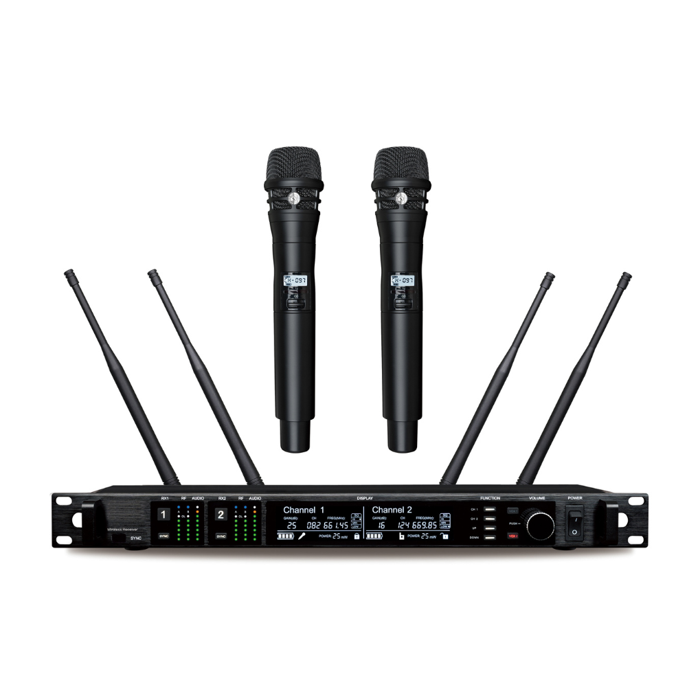 Ribbon Microphone - ميكروفون لاسلكي رقمي احترافي ثنائي القنوات