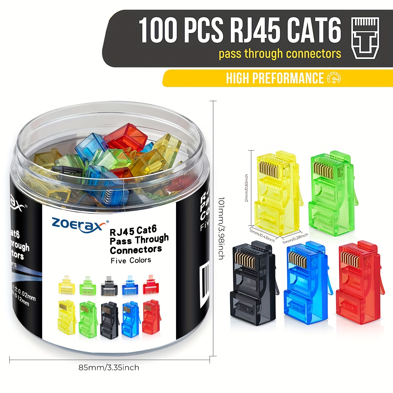 ZoeRax 100 قطعة موصلات RJ45 Ca - مراجعة Rj45 Jack وسعره