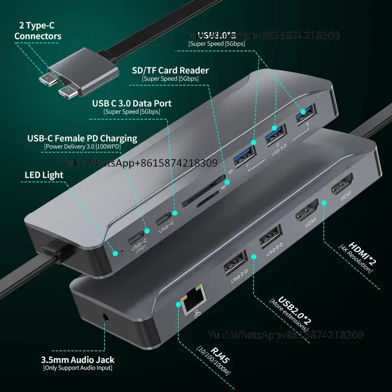 محطة إرساء USB C مزدوجة الشاشة - مراجعة Rj45 Jack وسعره